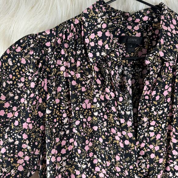 J. Crew Tie-Waist Midi Shirt Dress Fall Garden Floral Long Sleeve Casual Size 4 - Picture 5 of 14